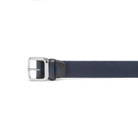 Ceinture réglable en cuir et nylon bleu - Santoni - 2