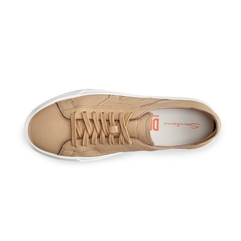 Men's beige tumbled leather Double Buckle Sneaker - Santoni - 4