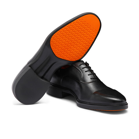 Men's black leather Easy lace-up - Santoni - 4