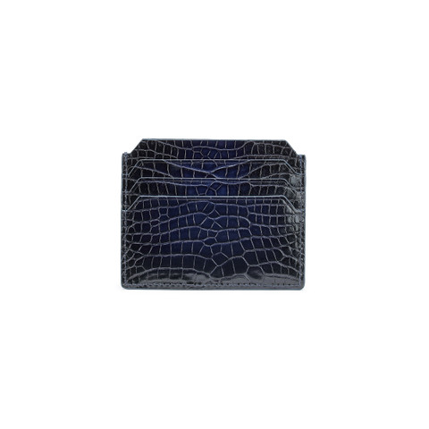 Tarjetero de piel de aligátor azul - Santoni - 4