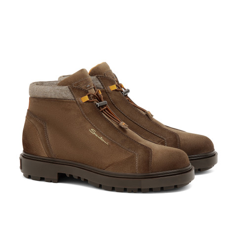 Men's brown suede hiking boot - Santoni - 3