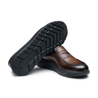 حذاء لوفر بيني رجالي من الجلد بلون بني داكن - Santoni - 2