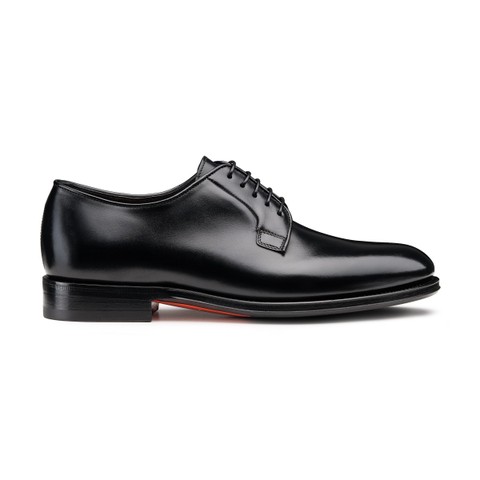 Men&rsquo;s polished black leather Derby shoe - Santoni - 1
