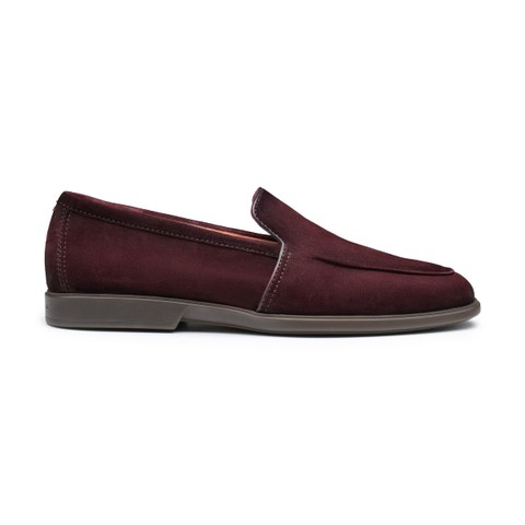 Men's burgundy suede loafer - Santoni - 1