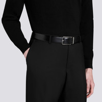 Men&rsquo;s polished black leather adjustable belt - Santoni - 2