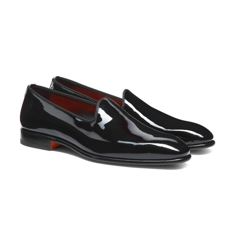 Mocasines de hombre en charol negro - Santoni - 3
