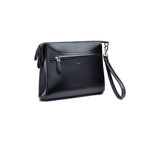 حافظة مستندات من الجلد بلون أسود - Santoni - 2