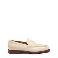 Women’s white leather penny loafer - Santoni - 1