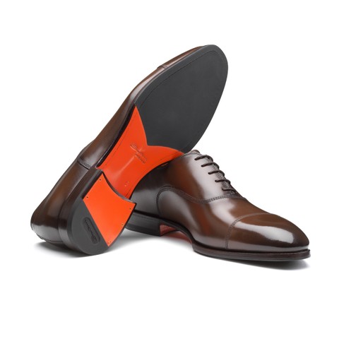 Men's dark brown leather Oxford shoe - Santoni - 3