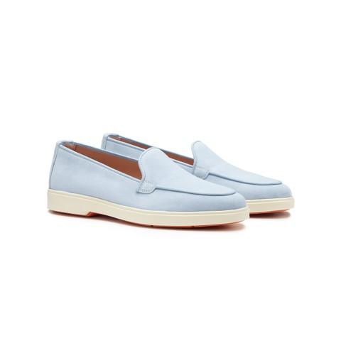 Women's light blue suede loafer - Santoni - 3