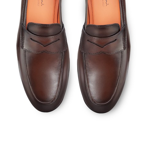 Men's dark brown leather Carlo penny loafer