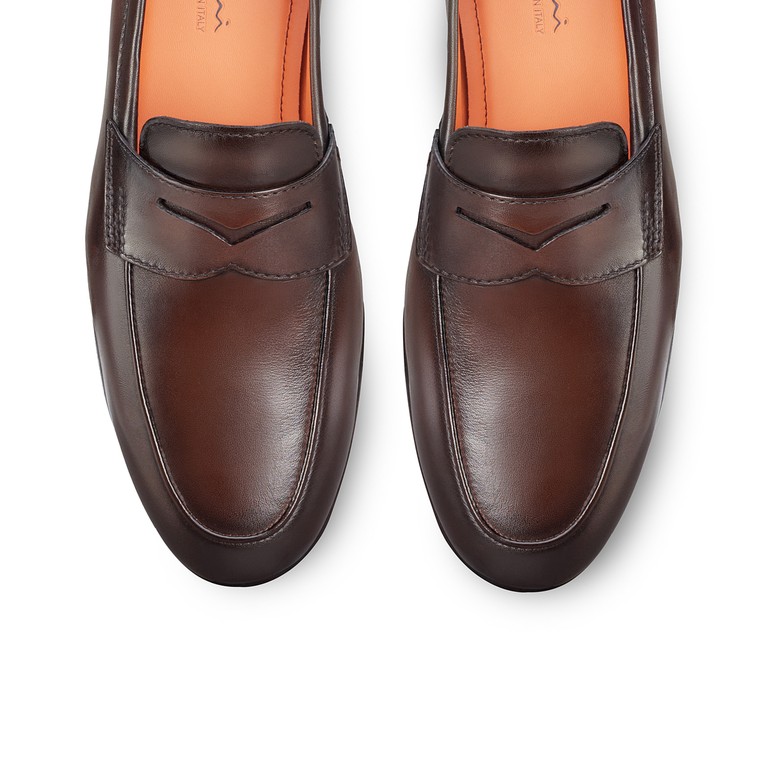 Men's dark brown leather Carlo penny loafer