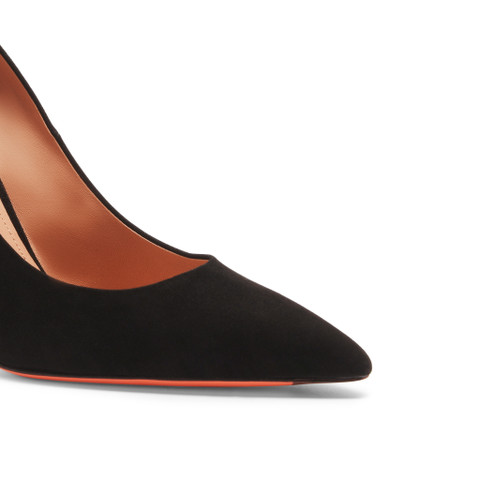 Women's black suede high-heel pump - Santoni - 5