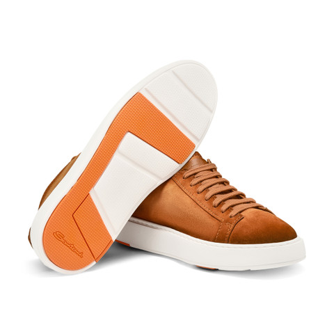 Men's orange suede sneaker - Santoni - 3