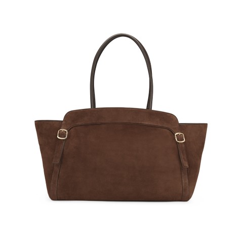 Borsa a spalla in suede testa di moro - Santoni - 5