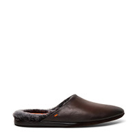 Men’s polished brown leather slipper - Santoni - 1