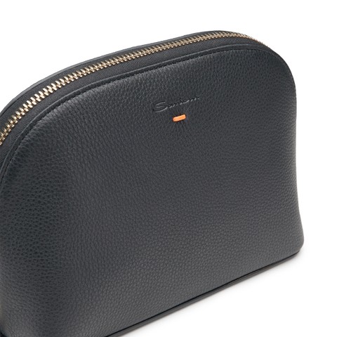 Black tumbled leather pouch - Santoni - 3