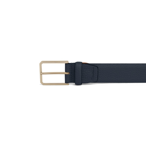 Men's blue tumbled leather adjustable belt - Santoni - 3