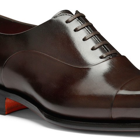 Men's polished brown leather Oxford shoe - Santoni - 6