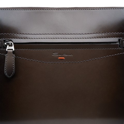 حافظة مستندات من الجلد بلون بني - Santoni - 5