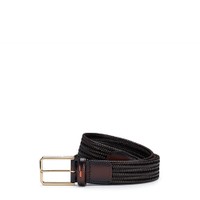 Dark brown woven leather belt - Santoni - 1