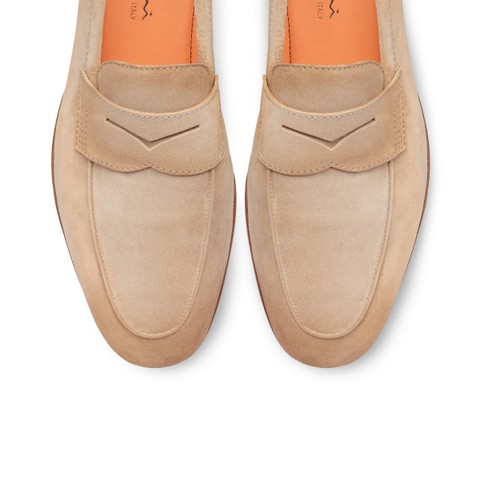 Men's beige suede Carlo penny loafer