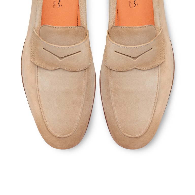 Men's beige suede Carlo penny loafer