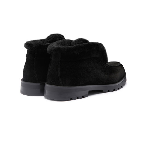 Women’s black suede desert boot with fur - Santoni - 3