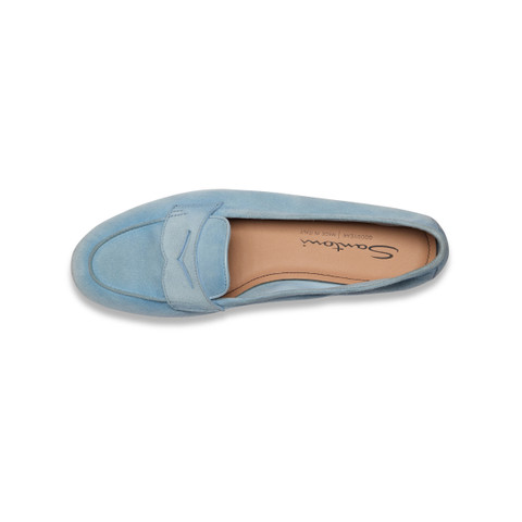 Women's light blue suede Carla loafer - Santoni - 5