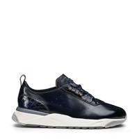 Men's blue leather and alligator sneaker - Santoni - 1