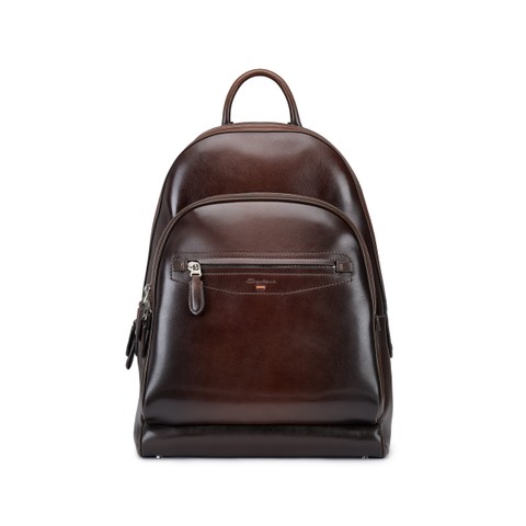 Dark brown leather backpack - Santoni - 1
