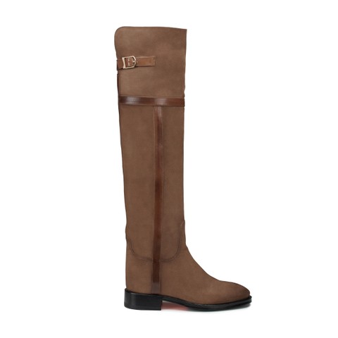 Women's beige suede boot - Santoni - 1