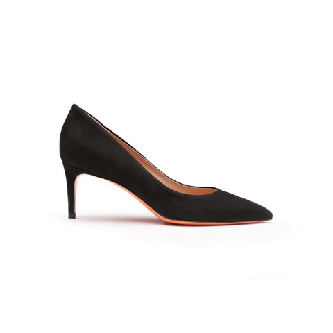 Women's black suede mid-heel pump - Santoni - 1