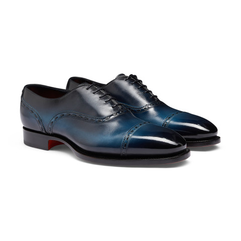 Men's blue leather Oxford shoe - Santoni - 3