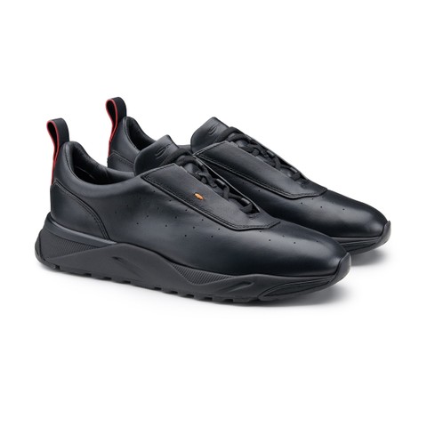 Men's black leather sneaker - Santoni - 2