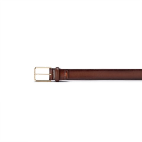 Brown leather adjustable belt - Santoni - 2