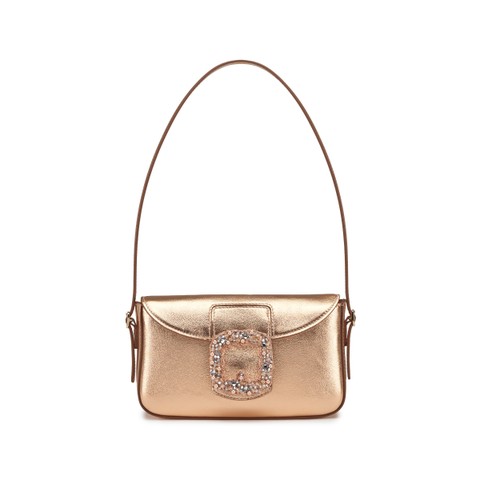 Rosafarbene Schultertasche aus laminiertem Leder - Santoni - 1