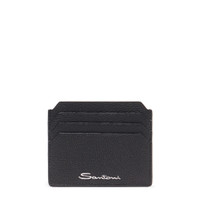 Black tumbled leather credit card holder - Santoni - 1