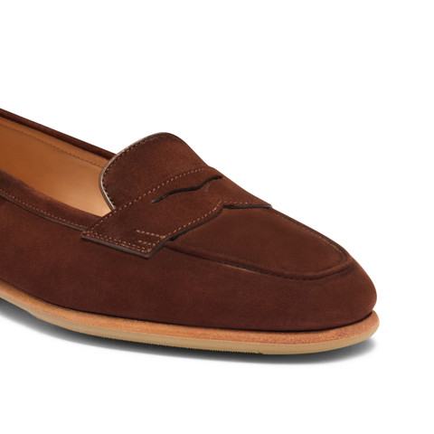 Women's dark brown suede Carla loafer - Santoni - 6
