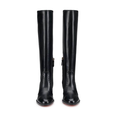 Women's black leather mid-heel boot - Santoni - 3