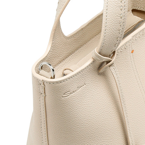 Beige tumbled leather handbag - Santoni - 5