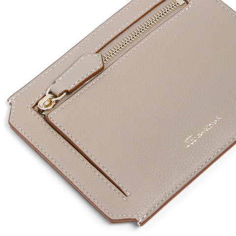 Beige tumbled leather document holder - Santoni - 4