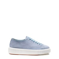 Women's light blue suede sneaker - Santoni - 1