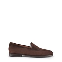 Women's dark brown suede Carla loafer - Santoni - 1