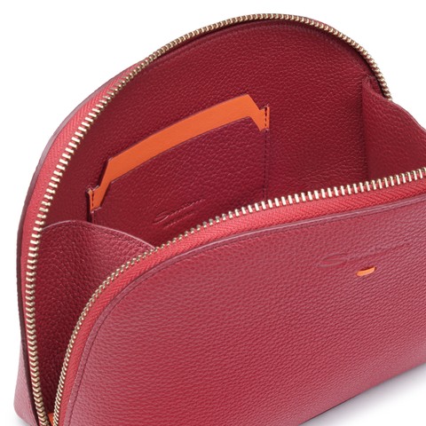 Burgundy tumbled leather pouch - Santoni - 3