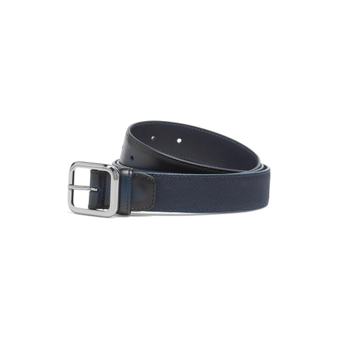Ceinture réglable en cuir et nylon bleu - Santoni - 1