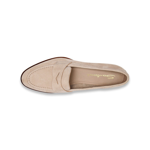 Mocassino penny da donna in nabuk rosa - Santoni - 5
