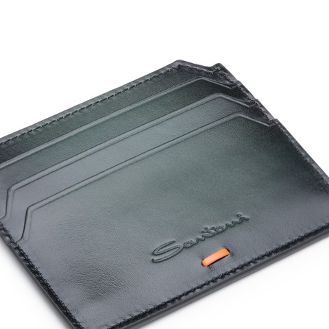 Porte-cartes en cuir vert - Santoni - 5