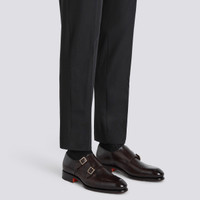 Zapato con doble hebilla para hombre de piel marr&oacute;n - Santoni - 2
