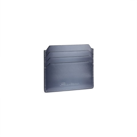 Light blue leather credit card  holder - Santoni - 2